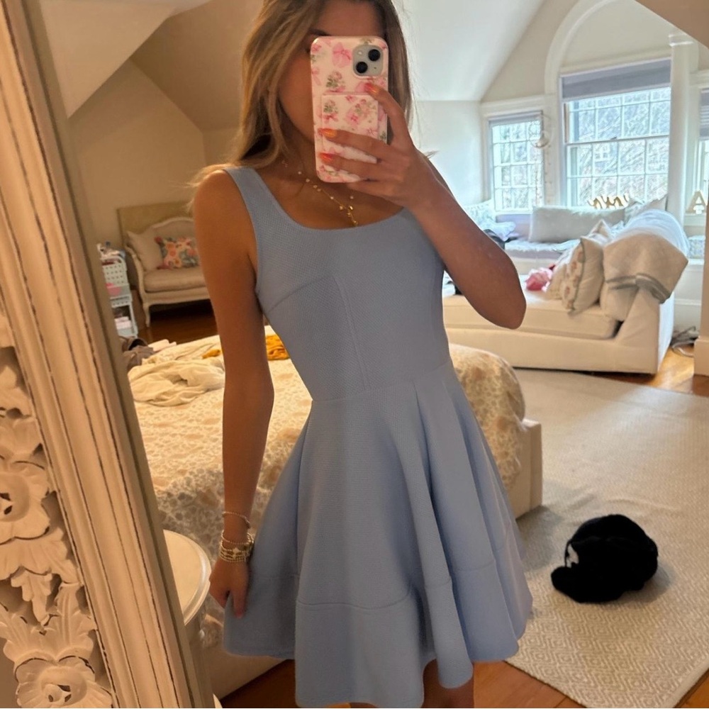 Light Blue Fit & Flare Sleeveless Dress